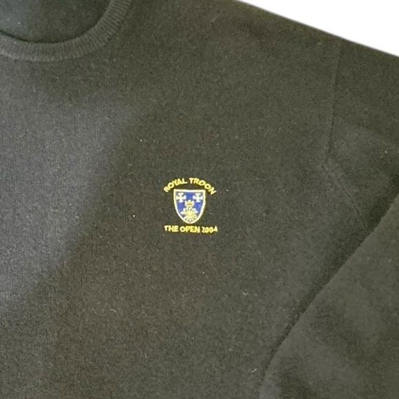 Peter Scott navy blue lambswool Sweater Scotland Royal troon the open 2004 sz 44 - Picture 3 of 5